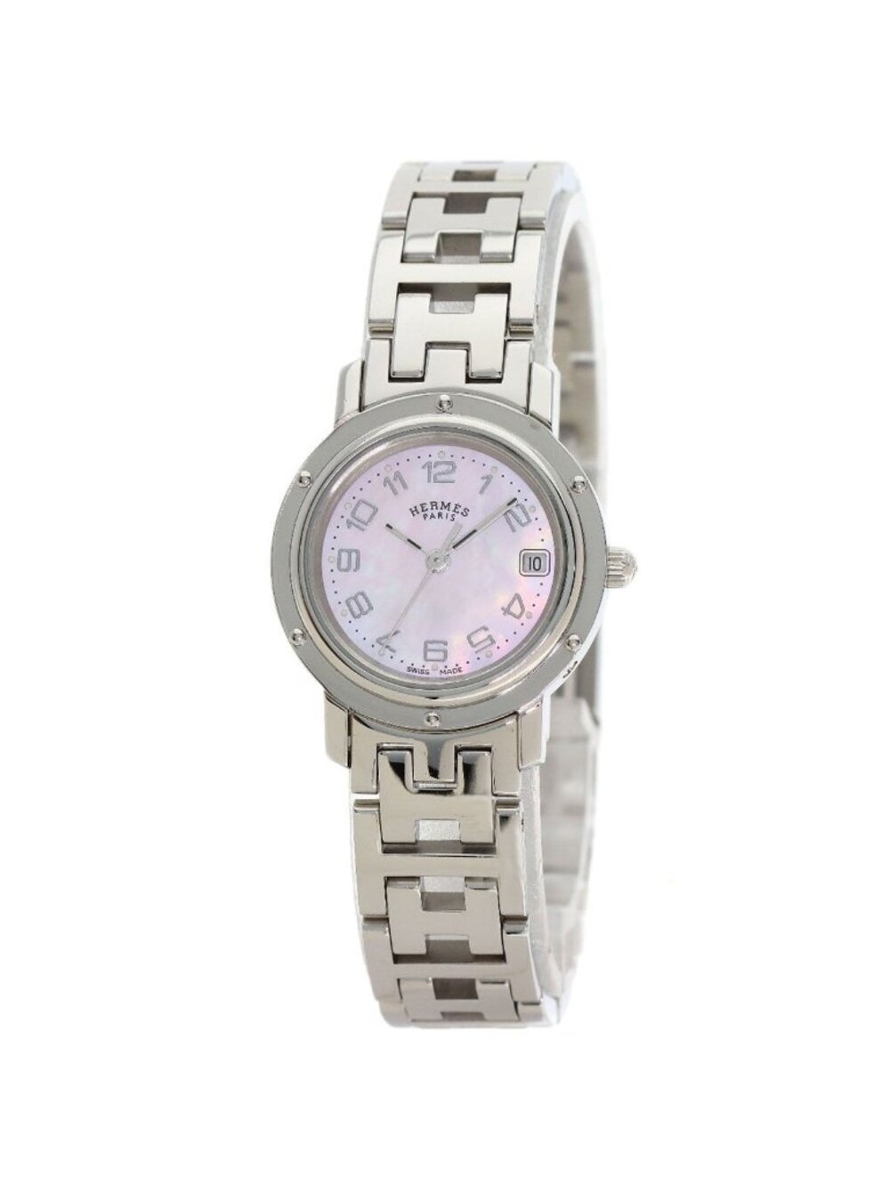 Hermes Clipper Nacre New Buckle Watch SS